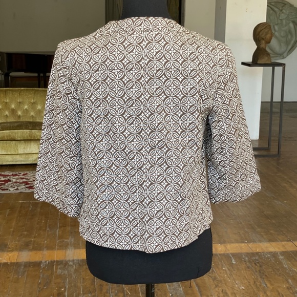 Talbots denim brown and white tile motif cropped jacket - Picture 9 of 9